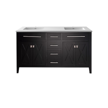 Laviva Wimbledon, 60, Esprsso Cabinet & Matte White Stone Surface Countertop 313YG319-60E-MW